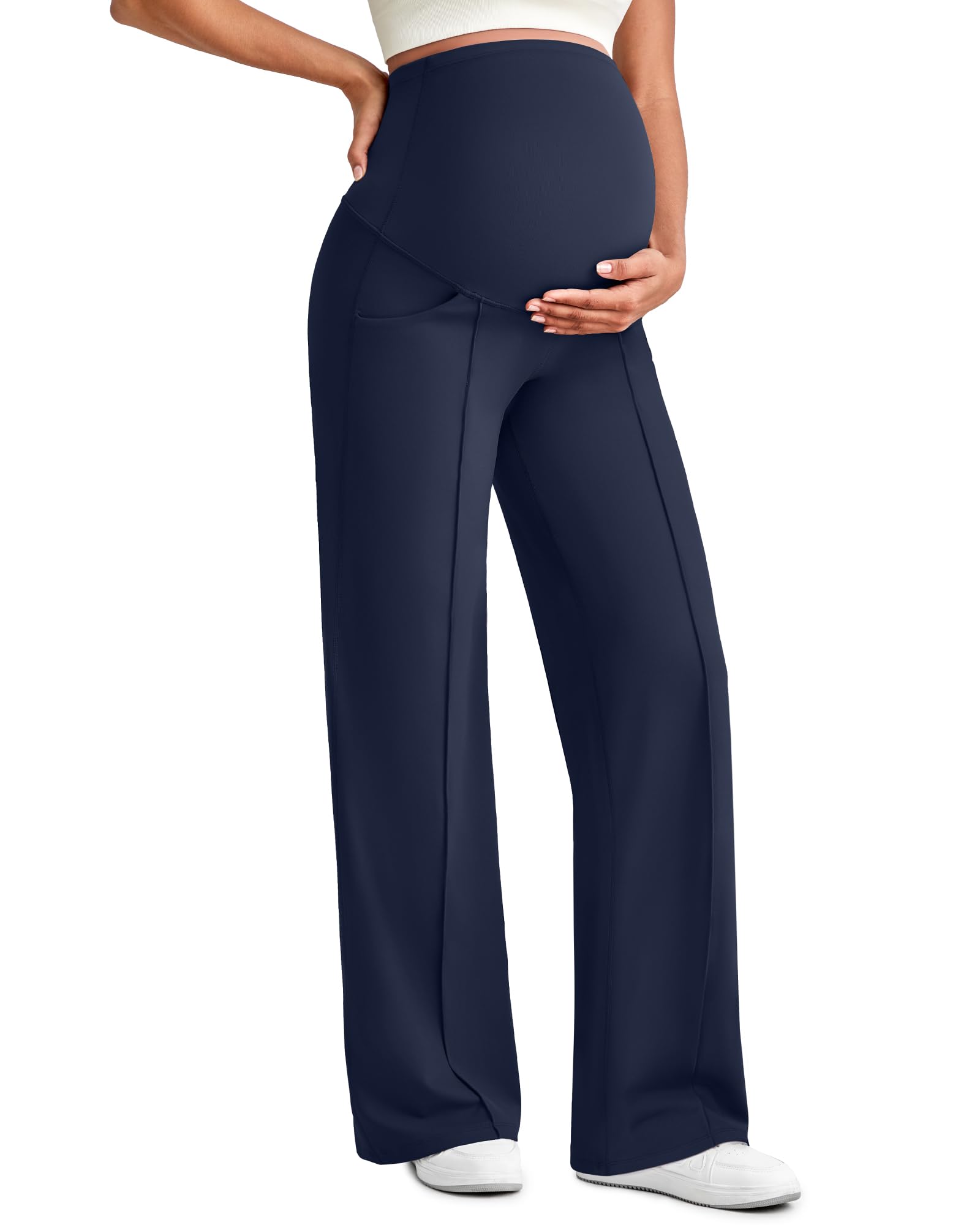 G4Free Maternity Pants with Pockets Pregnancy Pant,Royal Blue,XL,Regular