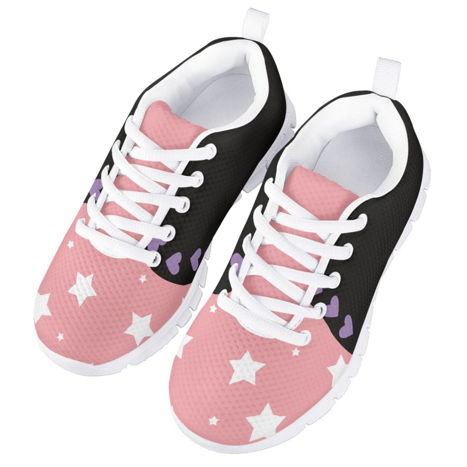 MARSVOVO Toddler Girl Slip On Sneakers Flexible Lightweight Breathable Athletic Girl Running Shoes Lace-up Fashion Comfortable Resistant Play Sport Walking Shoes Black Light Red Size 11.5 US