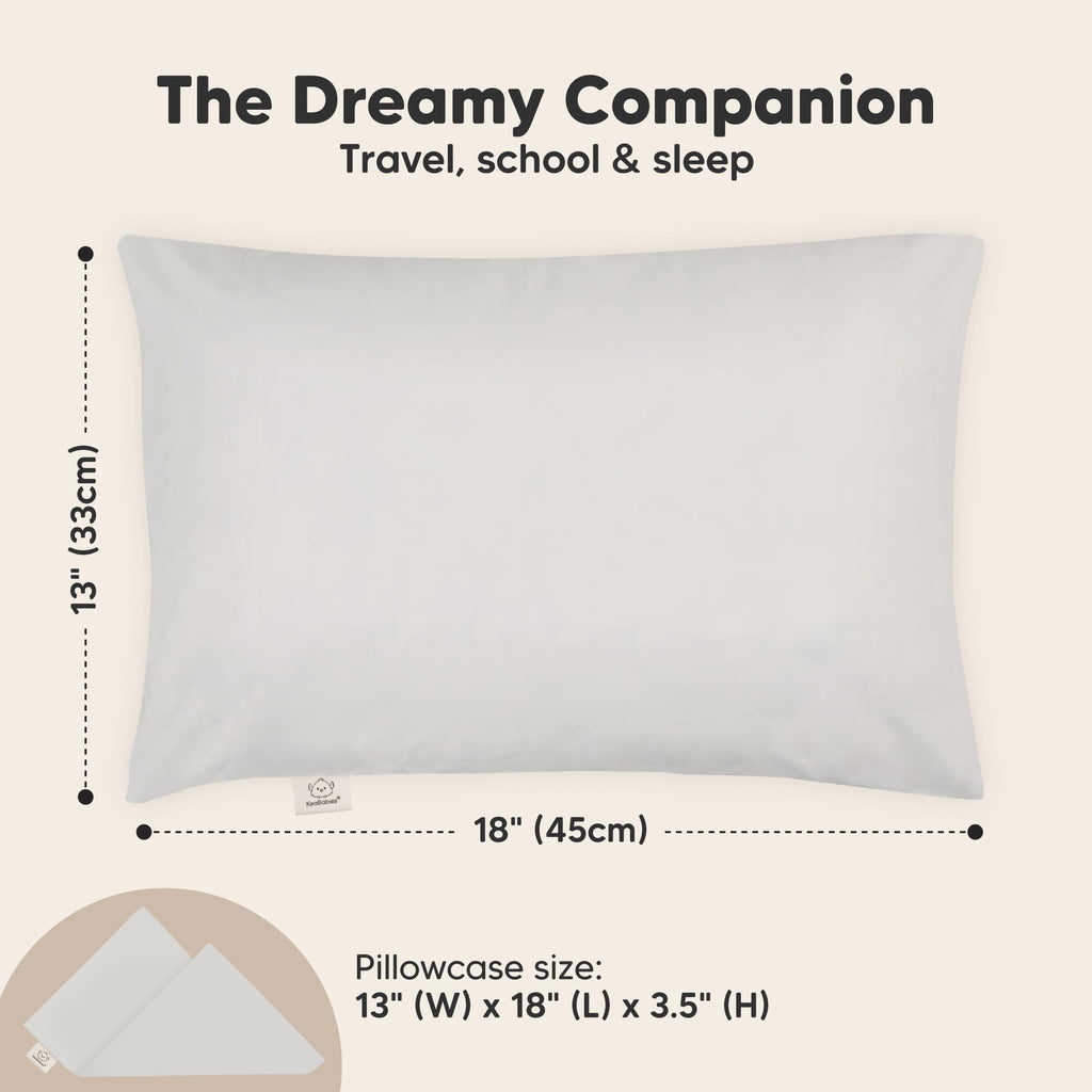 Toddler Pillow with Pillowcase, 13x18 My Little Dreamy Pillow (French Gray)