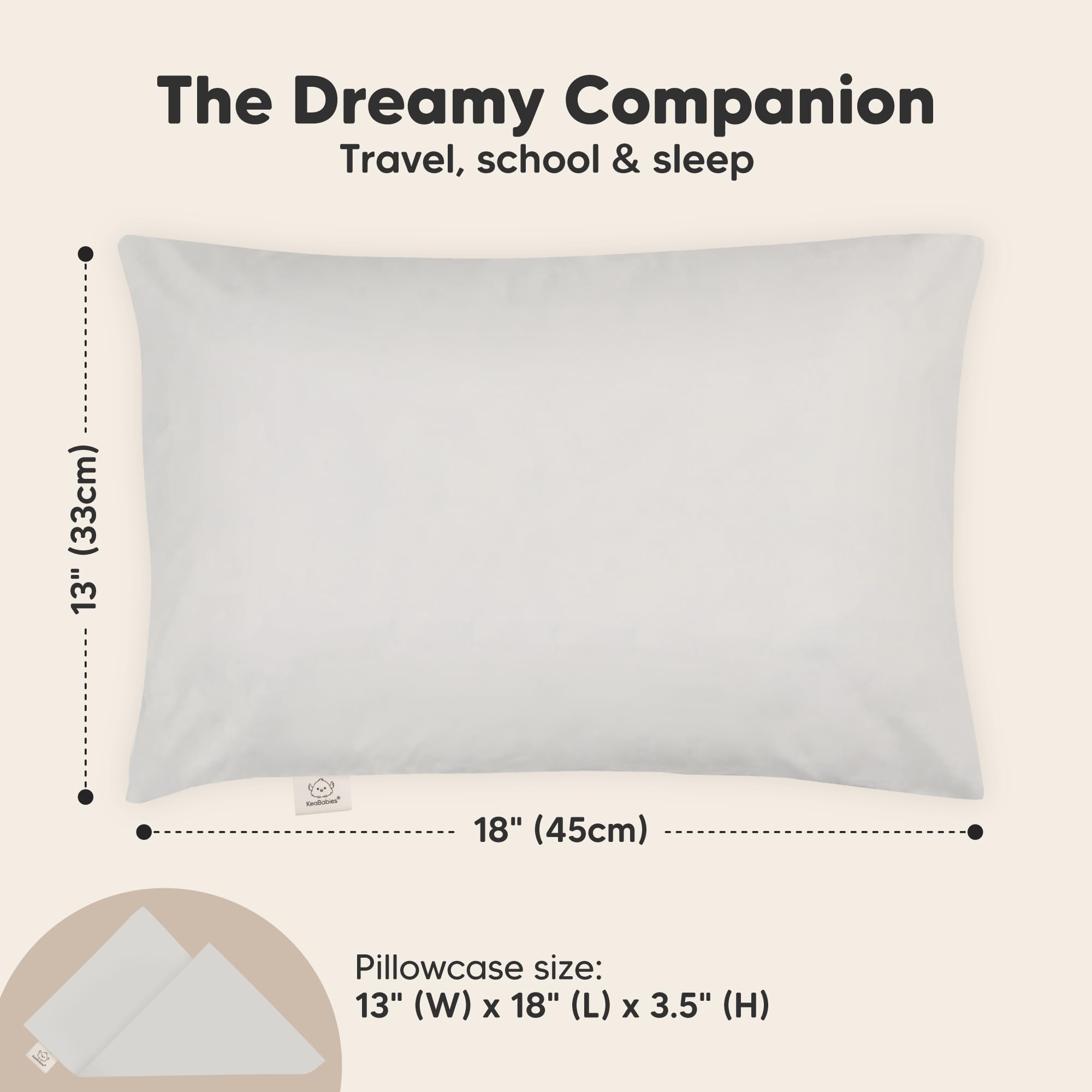 Toddler Pillow with Pillowcase, 13x18 My Little Dreamy Pillow (French Gray)