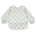 Tiny Twinkle Long Sleeve Bib for Babies & Toddlers – Waterproof Smock Bib for Eating – Machine Washable & Mess-Proof, Baby Feeding Essential & Shower Must-Have(Checkers Sage, 2-4Y)