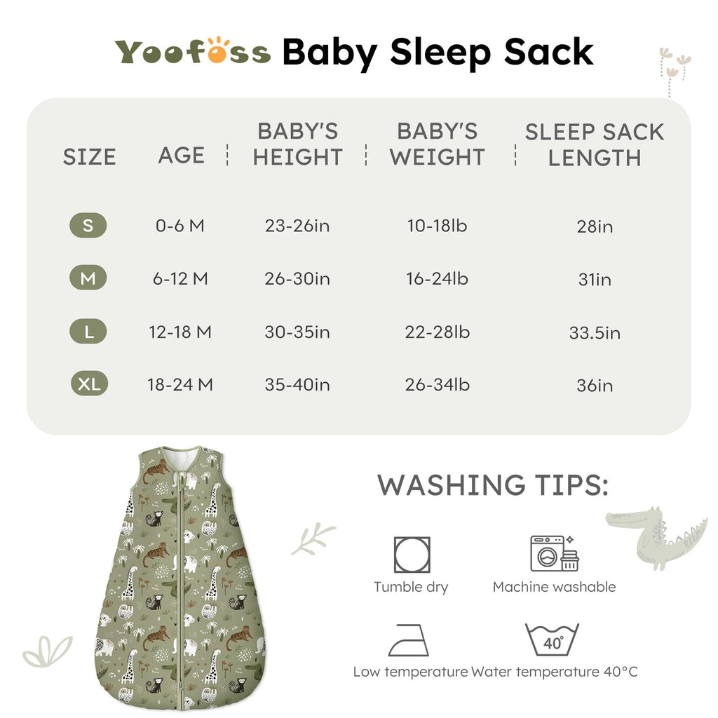 Yoofoss Baby Sleep Sack 0-6 Months, TOG 2.5 Baby Wearable Blanket with 2-Way Zipper, 100% Organic Cotton Fabric Winter Newborn Sleeping Sack, Warm Soft Comfy(Small)