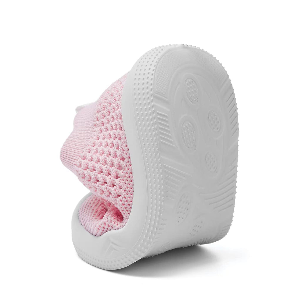 Baby Shoes Girls Boys Baby Sock Shoes with Non Slip Soft Rubber Sole Infant First Walking Sneaker Toddler Slipper Lightweight 18-24 Months Pink Heart