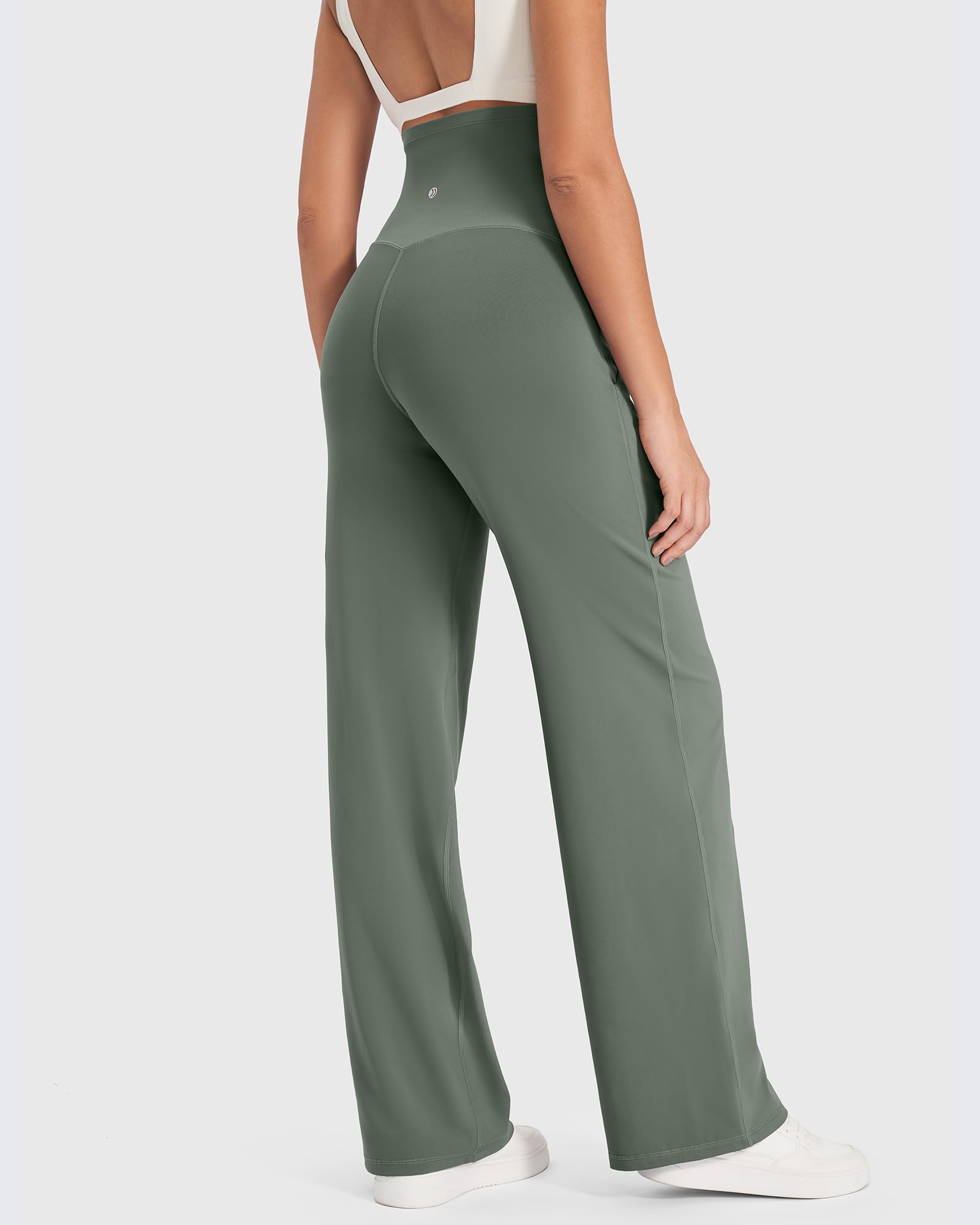 G4Free Maternity Dress Pants with Pockets Stretchy,Gray Sage,XL,Petite