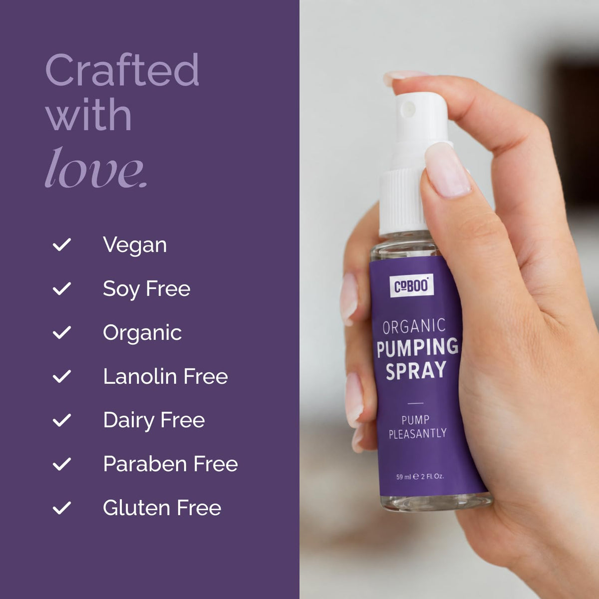CoBoo Organic Pumping Spray, Lanolin-Free Breast Pump Lubricant, 2 Fl oz