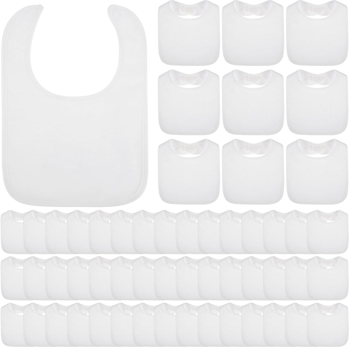 Toulite 10 Pcs White Baby Bibs Unisex Washable Cotton Double Sided