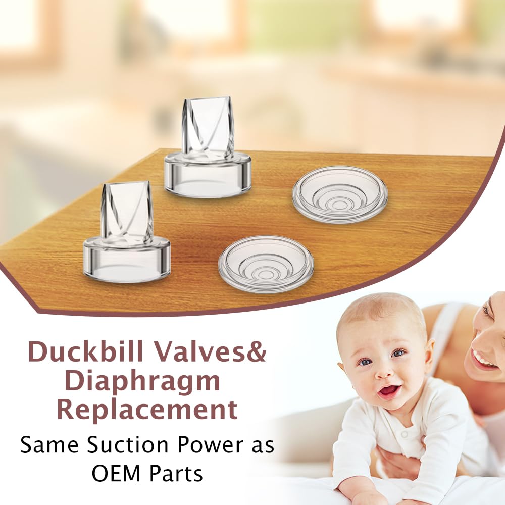 8pcs Duckbill Valves and 4pcs Silicone Diaphragm Compatible with Momcozy S12 Pro/S9 Pro/TSRETE S12/Kmaier S12 Wearable Breast Pumps Accessories,Breast Pump Replacement Parts
