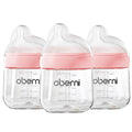 Oberni Baby Bottles with Slow Off-Centered Nipple for 0+ Months, Anti Colic Newborn Milk Feeding Bottle, 150ml/5oz/Pink/3Pack