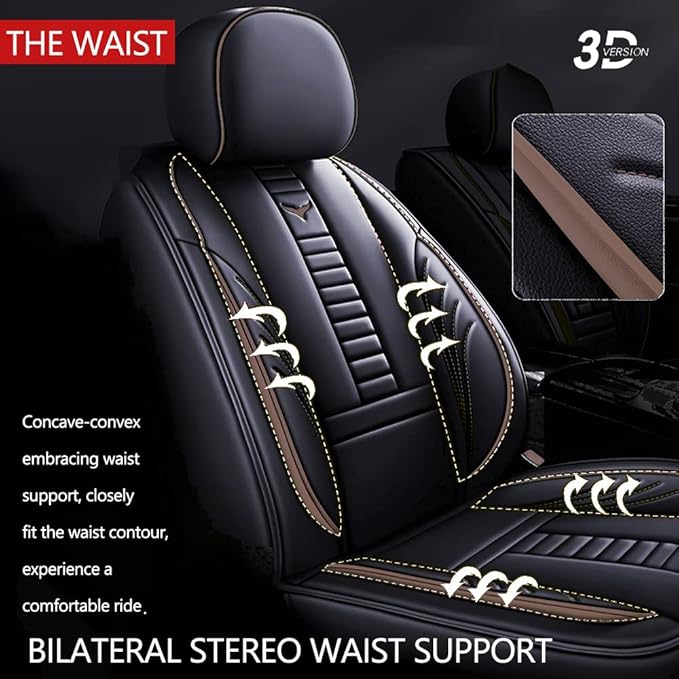 Auto Front Seat Covers fir for Suzuki 1999-2025 95% Models, 3D Front Split Bench Protection Compatible with Side Airbag Black & Coffee Line
