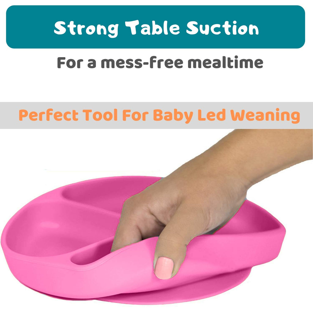 Silikong Suction Plate for Toddlers | BPA Free, 100% Food-Grade Silicone | Microwave, Dishwasher and Oven Safe | Stay Put Divided Baby Feeding Plates