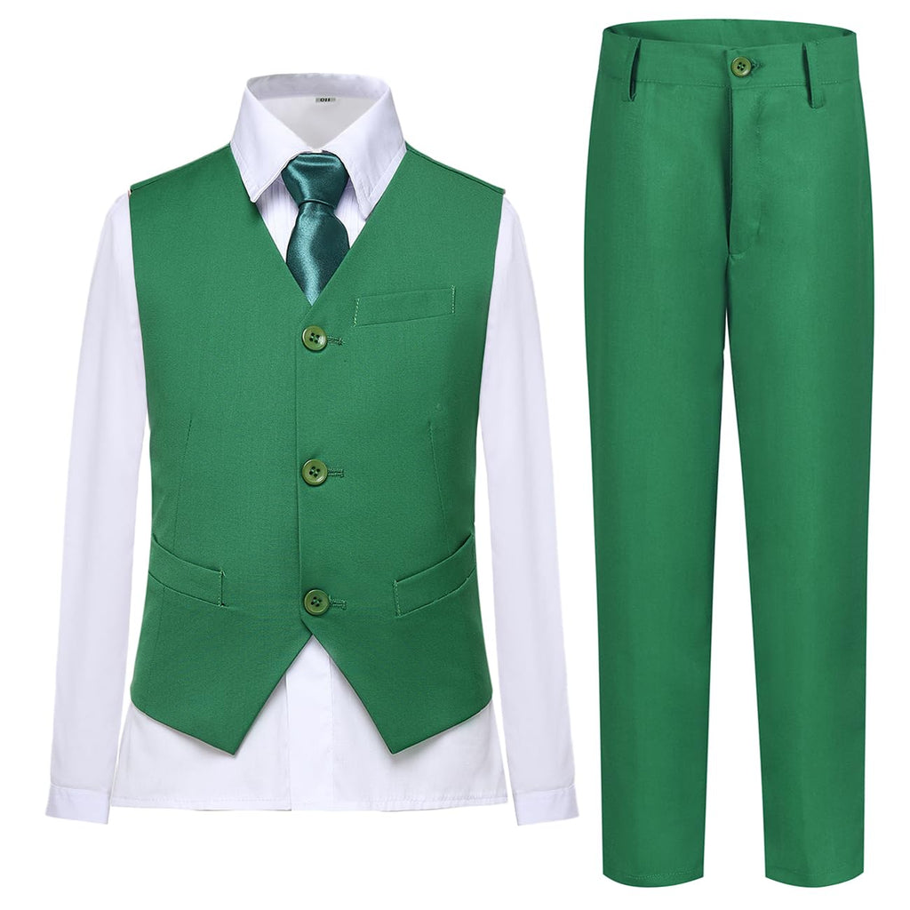 Lycody Boys Suit Vest Set Formal Dress Suits Wedding Outfit, Green, Size 6