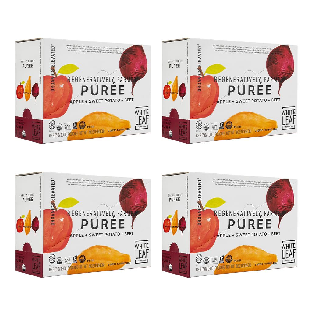 White Leaf Baby Food Pouches, Toddler Snack, Mango + Carrot + Banana + Pear