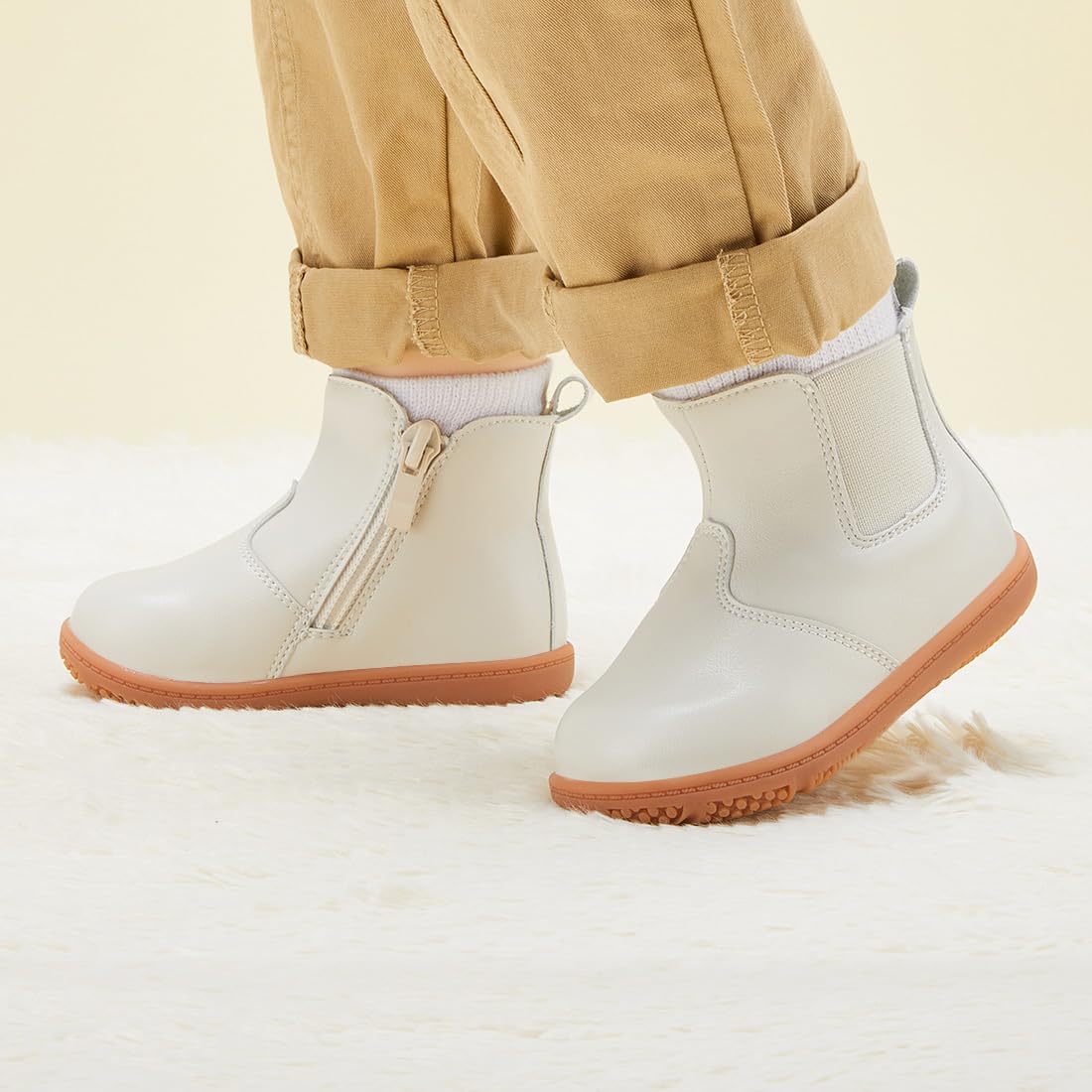 BMCiTYBM Baby Girls Boys Boots High Top First Walking Shoes White Size 12-18 Months Toddler