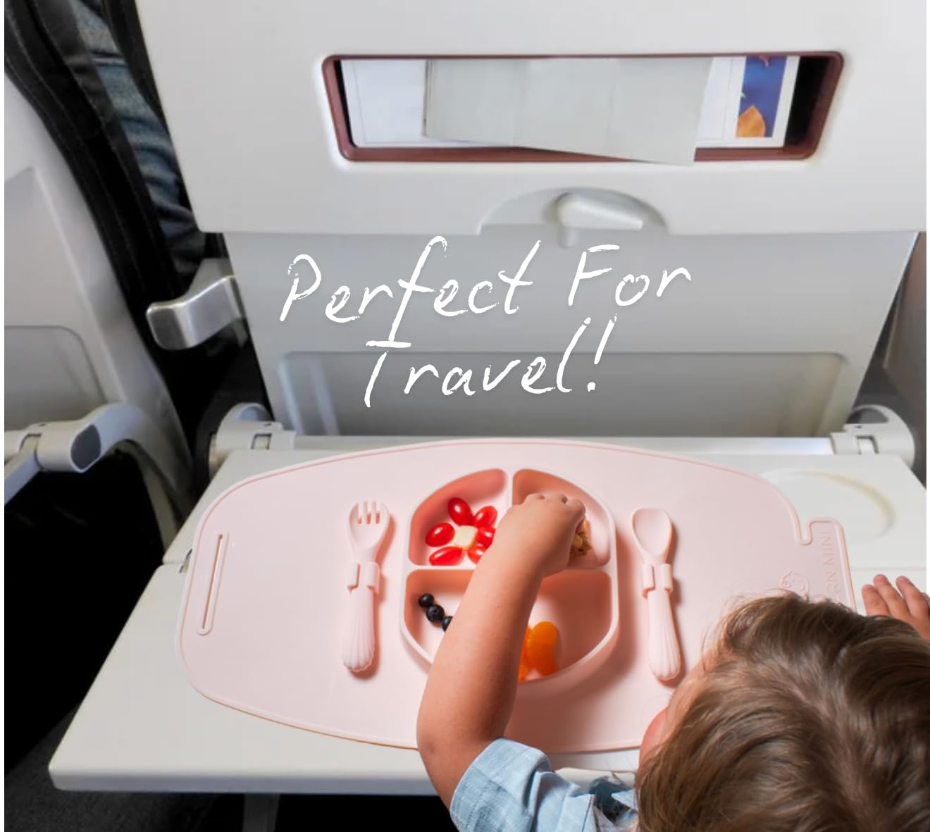 Modern Mini - Silicone Suction Plate for Baby and Toddler, Divided Plate with Fork & Spoon - Unbreakable, Non-Toxic, Food Grade Silicone, Strong Suction Grip, Spill Proof, & Foldable for Travel!