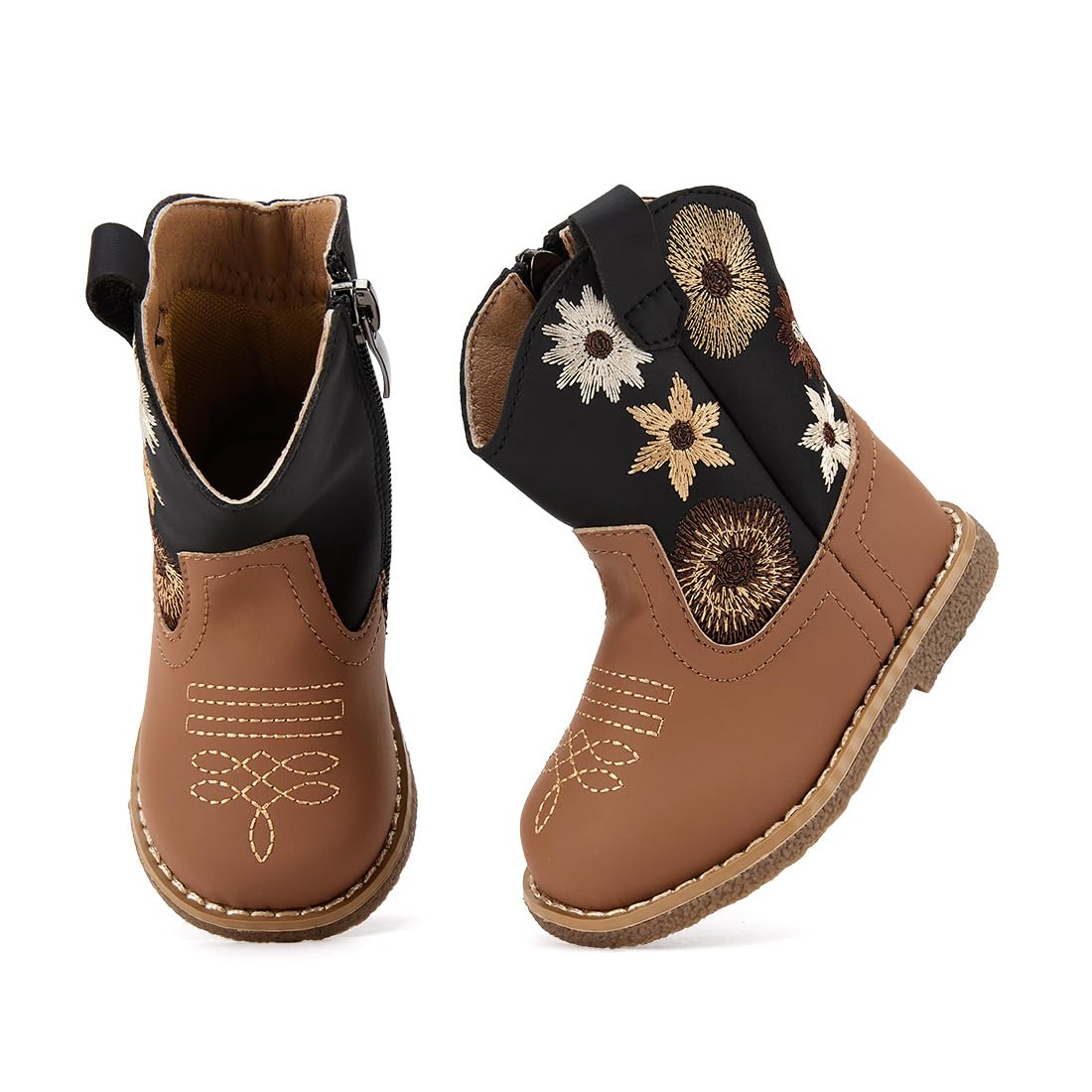 BMCiTYBM Toddler Cowboy Cowgirl Boots Western Shoes Black/Brown 8 Toddler