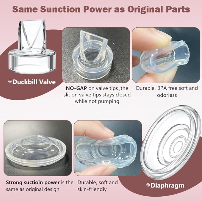 Two Full Milk Collector Cup Sets with 27mm Flange Compatible with Momcozy S12 Pro/S9 Pro Breast Pump, NOT for S9/S12, Replacement Pump Parts with Duckbill Valve, Flange, Diaphragm, Linker, Collector