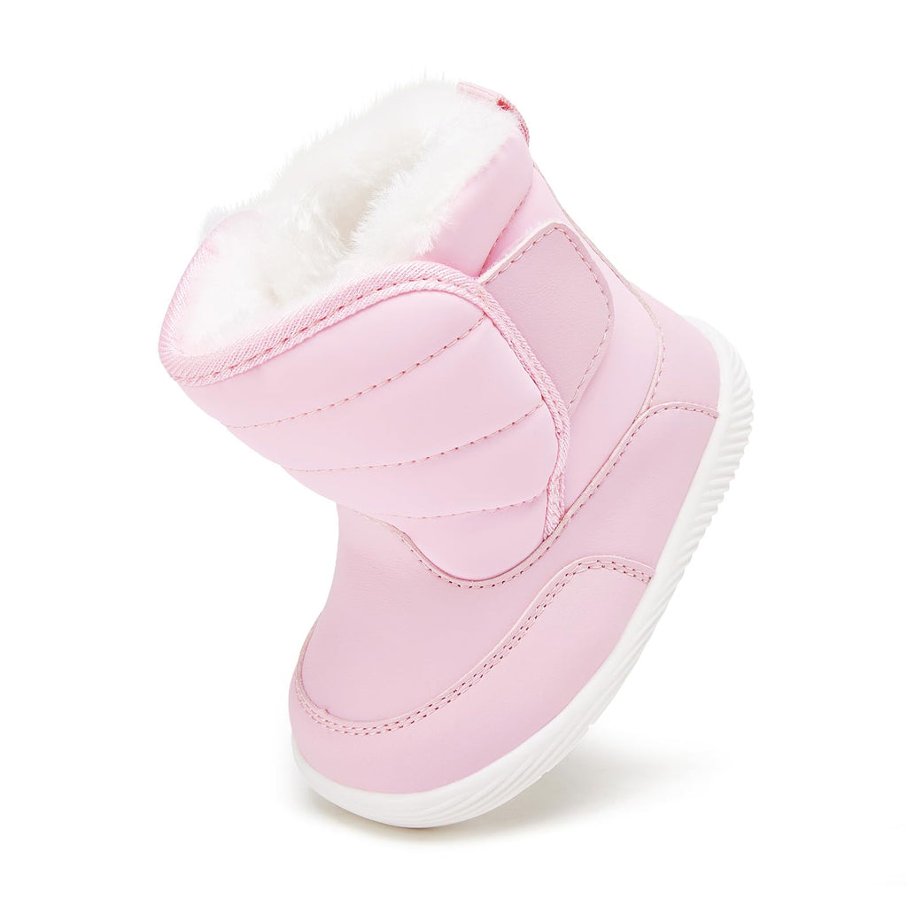 BMCiTYBM Baby Waterproof Snow Boots Infant Boy Girl Winter Booties Nonslip Lightweight Outdoor Warm Shoes for First Walkers 6 9 12 18 24 Months Pink Size 6-12 Months Infant