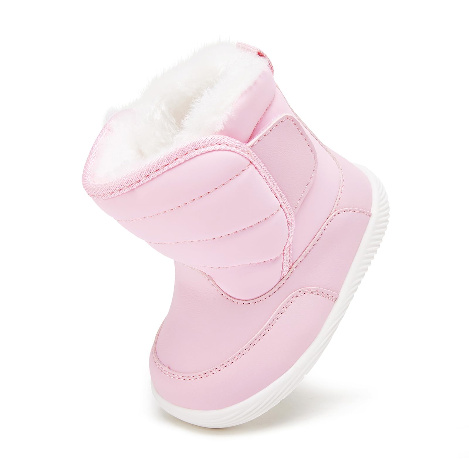BMCiTYBM Baby Waterproof Snow Boots Infant Boy Girl Winter Booties Nonslip Lightweight Outdoor Warm Shoes for First Walkers 6 9 12 18 24 Months Pink Size 6-12 Months Infant