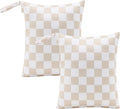 Beige Khaki Checkered Waterproof Wet Dy Diaper Bag for Baby Essentials, Travel, Swimsuit, Beach Bag Accessories, Aesthetic Trendy Cute Toddler Baby Cloth Bag Pouch, Pack of 2