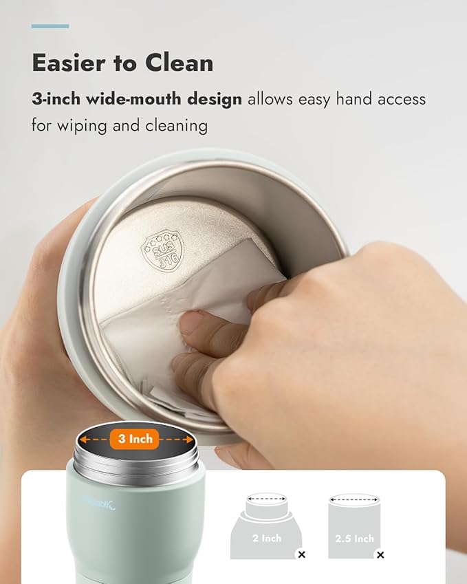 Papablic Pro Portable Bottle Warmer — 115W Fastest Heating, Built-in Sterilizer, 8 Feeds per Charge, 5 Temp Settings + Keep Warm, for Breastmilk & Formula, Mint Green