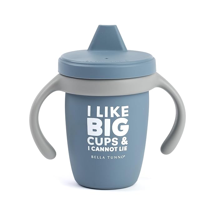 Bella Tunno Sippy Cup, Silicone Training Cup with Transition Handles for Infants, Toddlers & Kids, Babies 6-12 Months & Toddlers 1-3 Years, Boys & Girls, I Like Big Cups, 8 oz