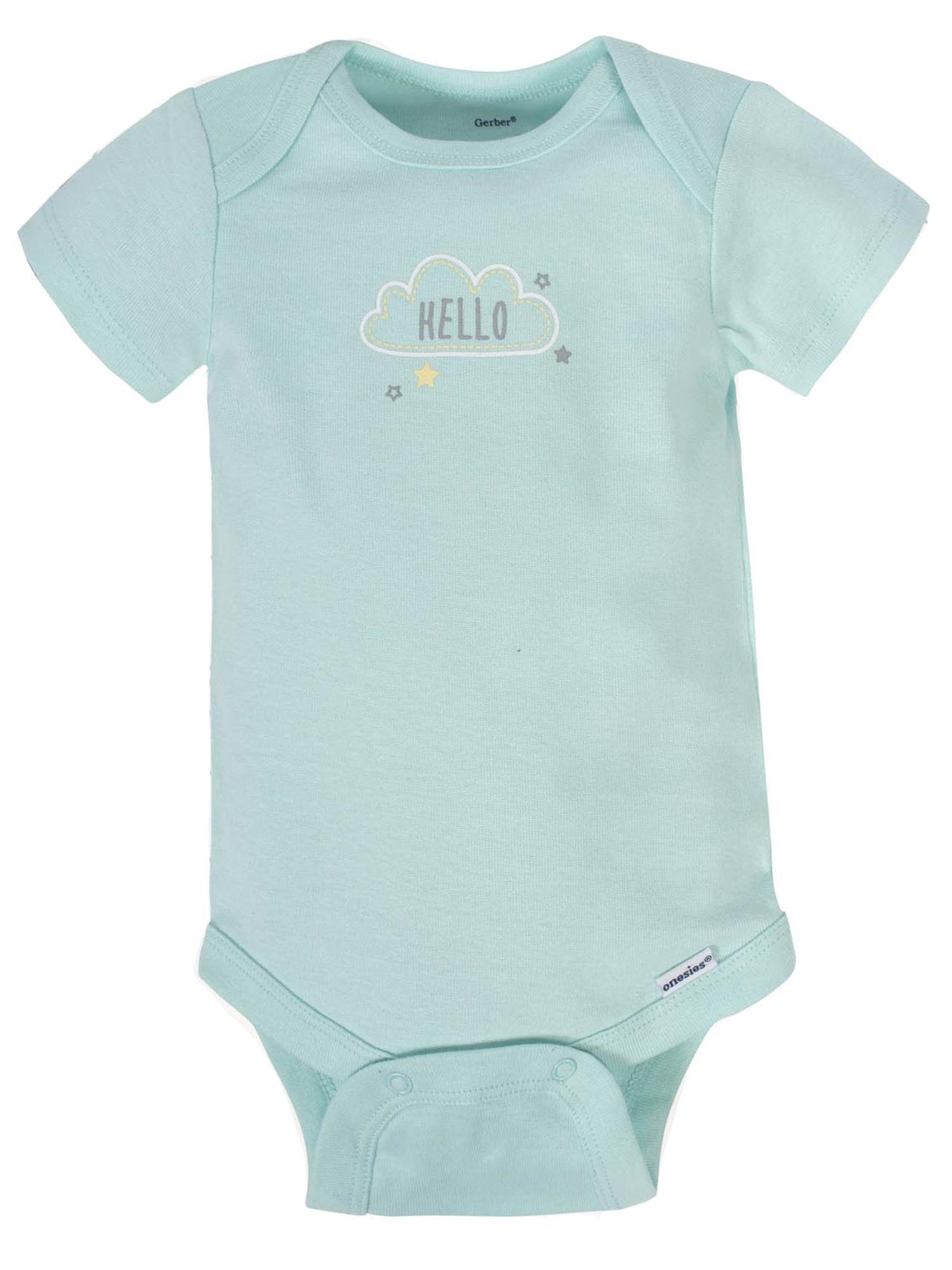 Gerber Baby 8-Pack Short Sleeve Onesies Bodysuits, Animals Green, Newborn