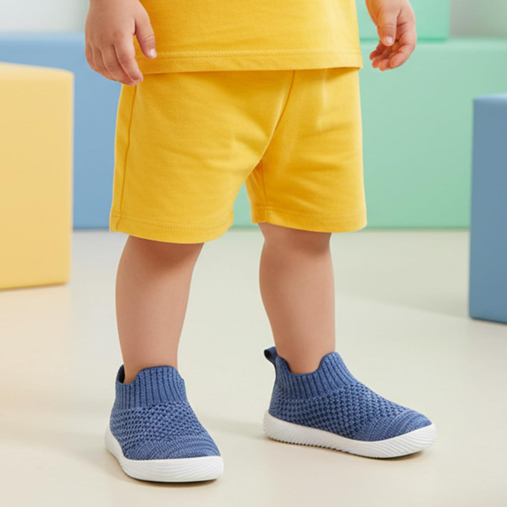MORENDL Toddler Shoes - Baby Walking Socks - Non-Slip, Breathable - Boys & Girls - Mixed Blue - 6-9 Months