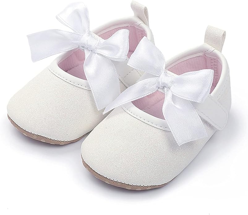 COSANKIM Baby Girls Mary Jane Flats Shoes Anti-Slip Rubber Sole Infant Toddler Princess Wedding Dress Shoes