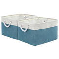 Sacyic Storage Basket for Organizing - 17X15X12 inch 2 Pack Canvas Storage Bin for Shelves, Fabric Storage Cubes for Cloth Decorative Books Nursery (White & Green)