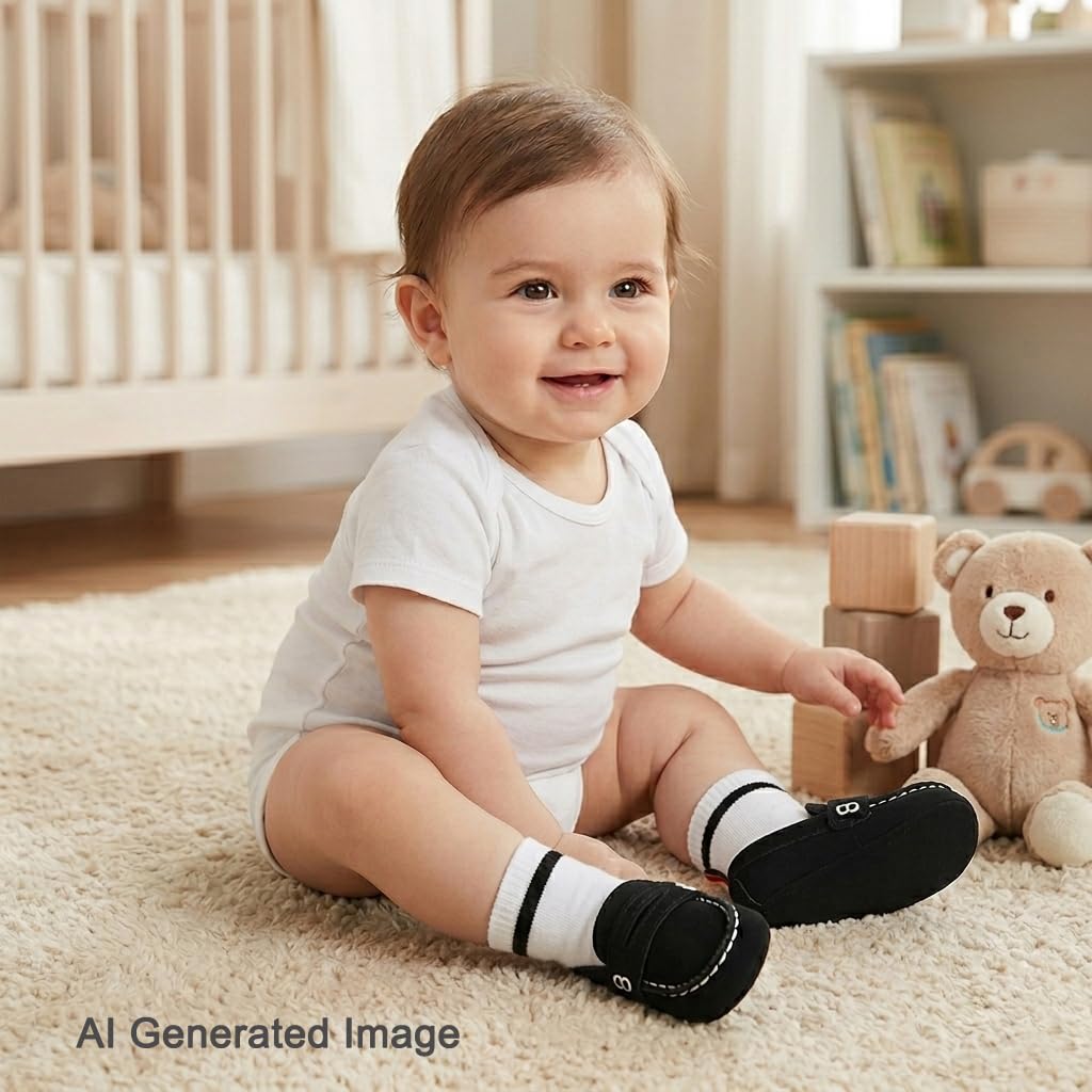 LONSOEN Baby Girls Boys Loafers Prewalker Dress Crib Shoes 6-12 Months,BAY230 Black 12