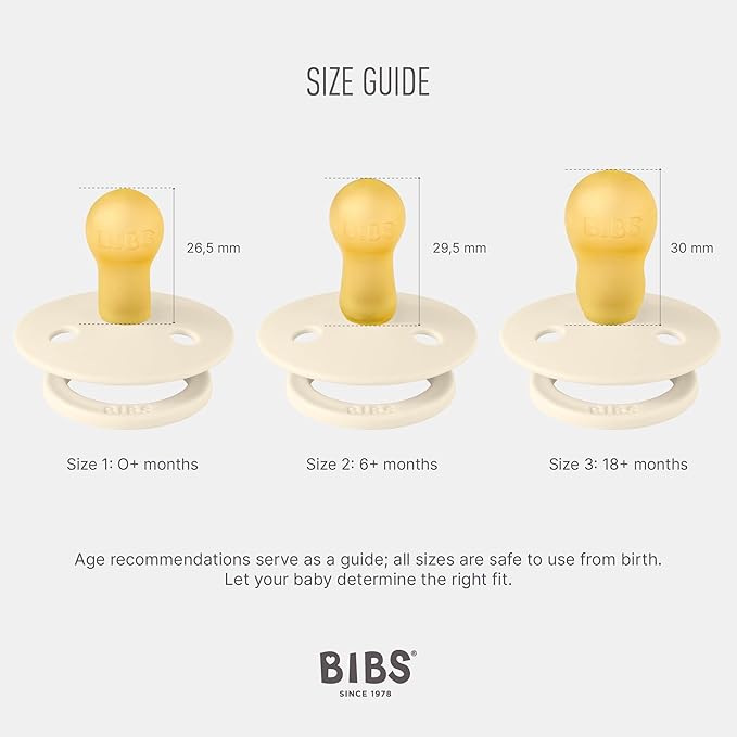 BIBS Studio Soother 2-Pack, BPA Free Dummy Pacifier, Round Nipple. Natural Rubber Latex, Made in Denmark, Size 1 (0-6 Months), Blush/Sand