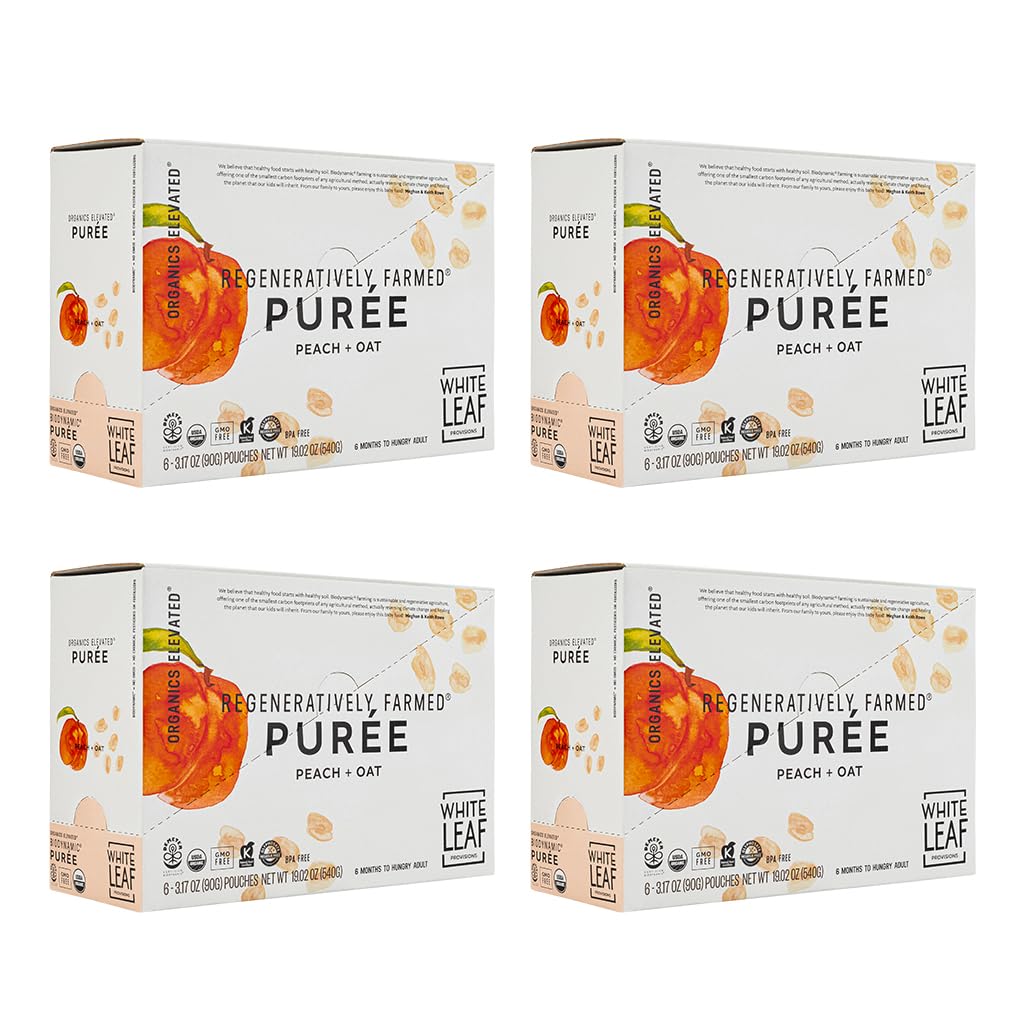 White Leaf Baby Food Pouches, Toddler Snack, Mango + Carrot + Banana + Pear