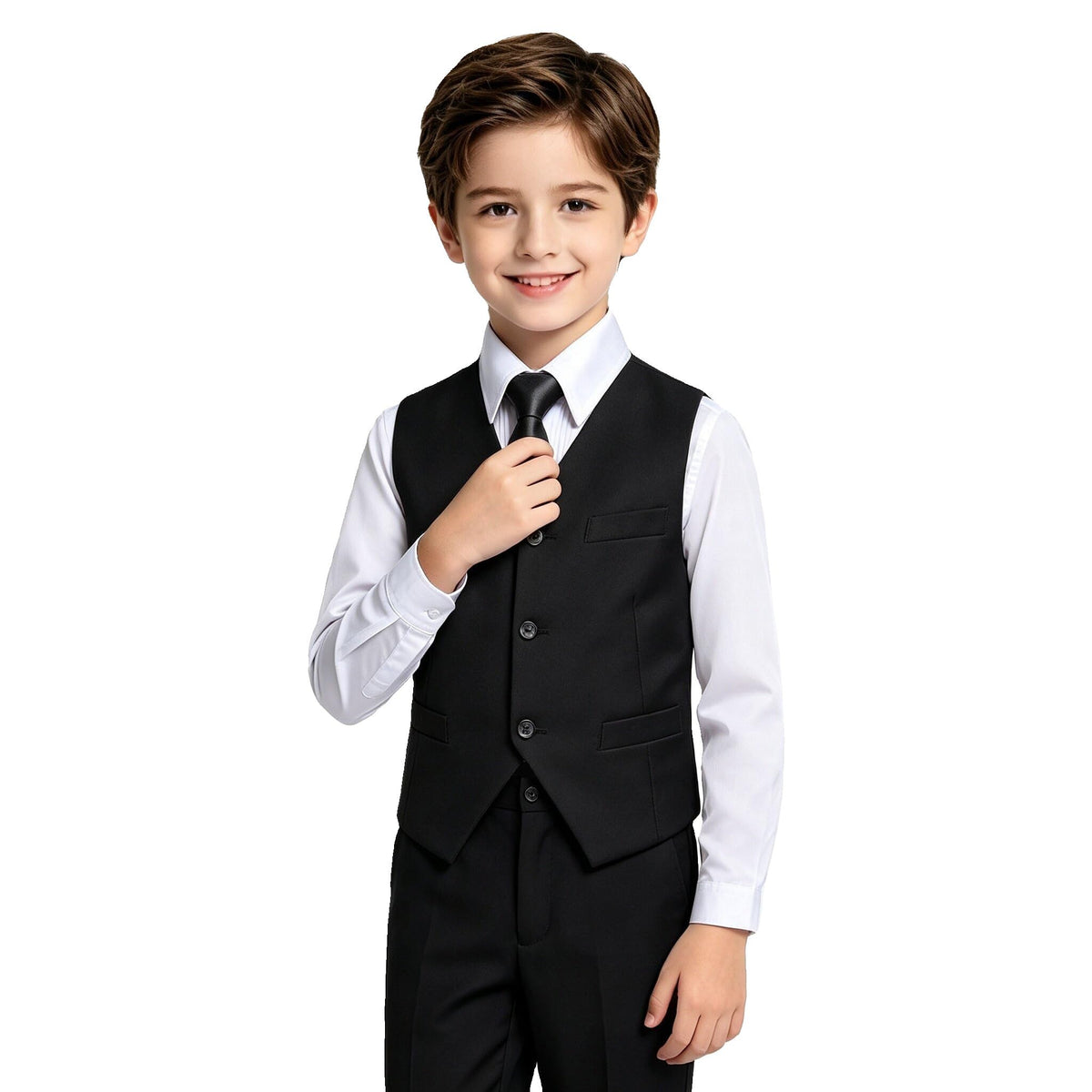 Lycody Boys Suit Vest Set Formal Dress Suits Wedding Outfit, White, Size 7