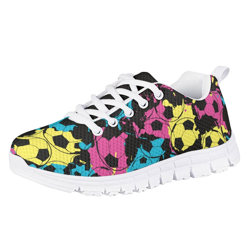 MARSVOVO Girl Running Shoes Lightweight Breathable Athletic No Lace Pre Walking Shoes for Boy Girl Classic Lace-up Fashion Comfortable Resistant Play Sport Kids Sneakers Football Design Size 12 US