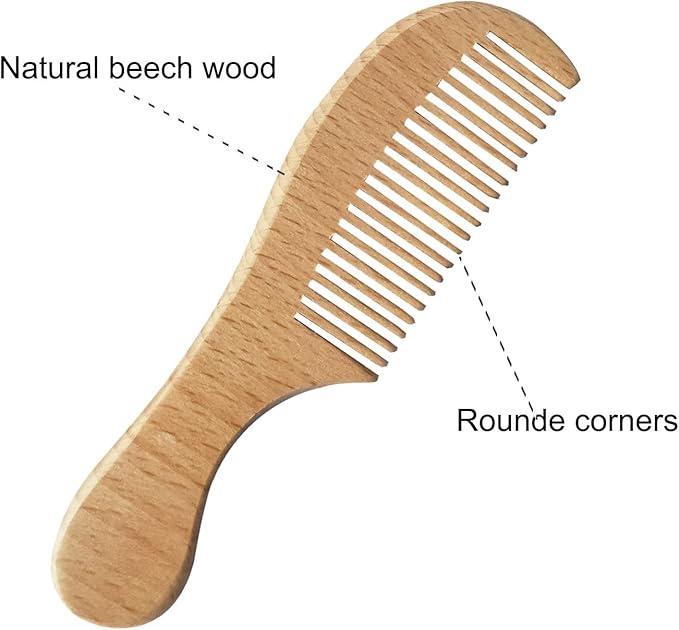 3PCS Baby Hair Brush with Wooden Handle and Comb Set for Newborns & Toddlers | Natural Soft Goat Bristles l Wood Comb l Pink Silicone Brush| Ideal for Cradle Cap