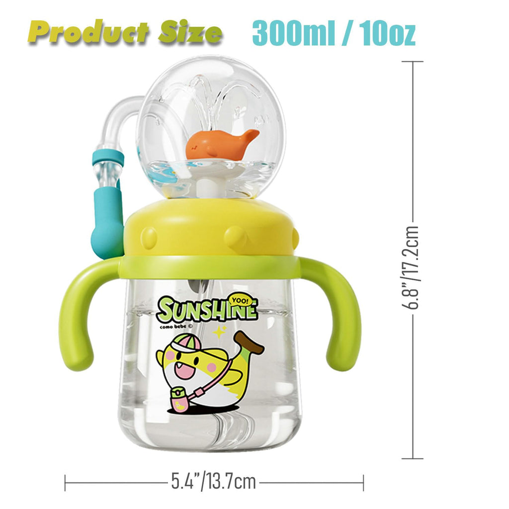 HBSAPKKA Whale Fountain Tumbler, Spill Proof Straw Cups for Toddlers Interactive Baby Straw Cup & Weighted Sippy Cups, Fun Drinking Cup with Whale Squirt 10oz/300ml