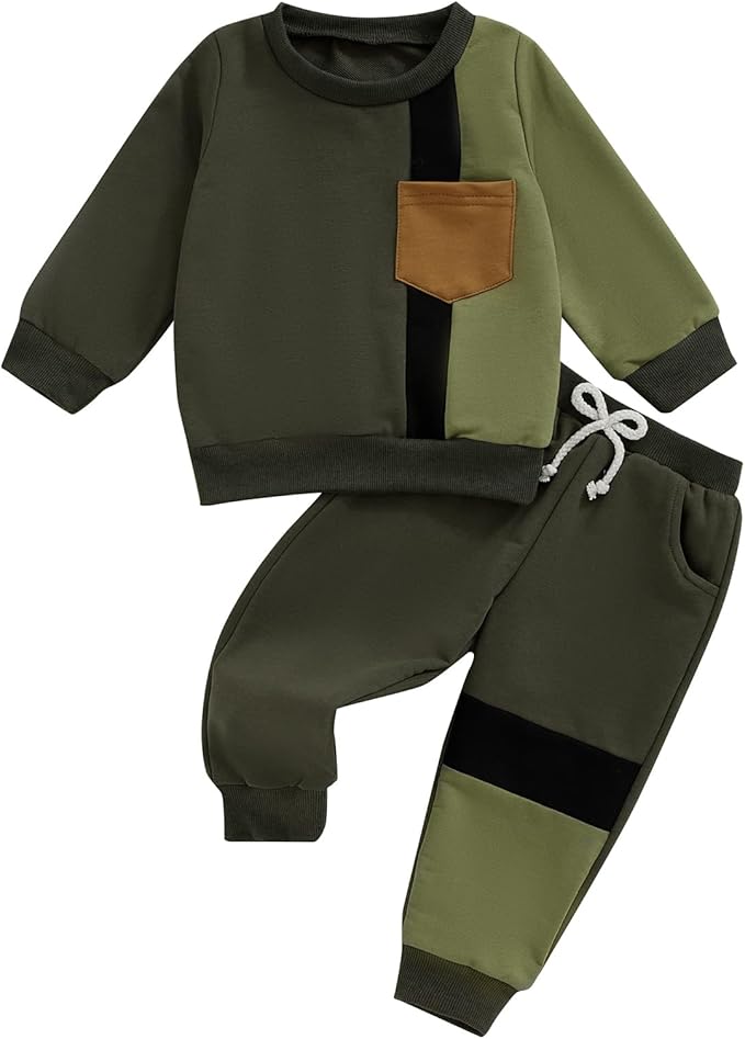 Toddler Baby Boy Fall Outfits Long Sleeve Crew Neck Pullover Sweatshirt + Jogger Pants Set Infant Winter Clothes