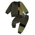 Lucikamy Toddler Baby Boy Fall Outfits Long Sleeve Crew Neck Pullover Sweatshirt + Jogger Pants Set Infant Winter Clothes (Army Green-D, 12-18 Months)