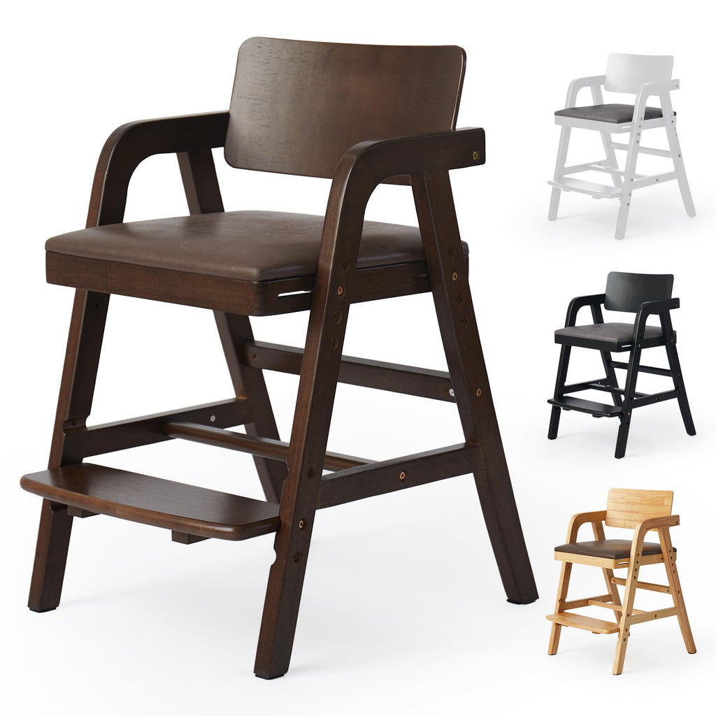Leesinwing Wooden High Chair for Toddlers, Toddler Dining Chair, Walnut