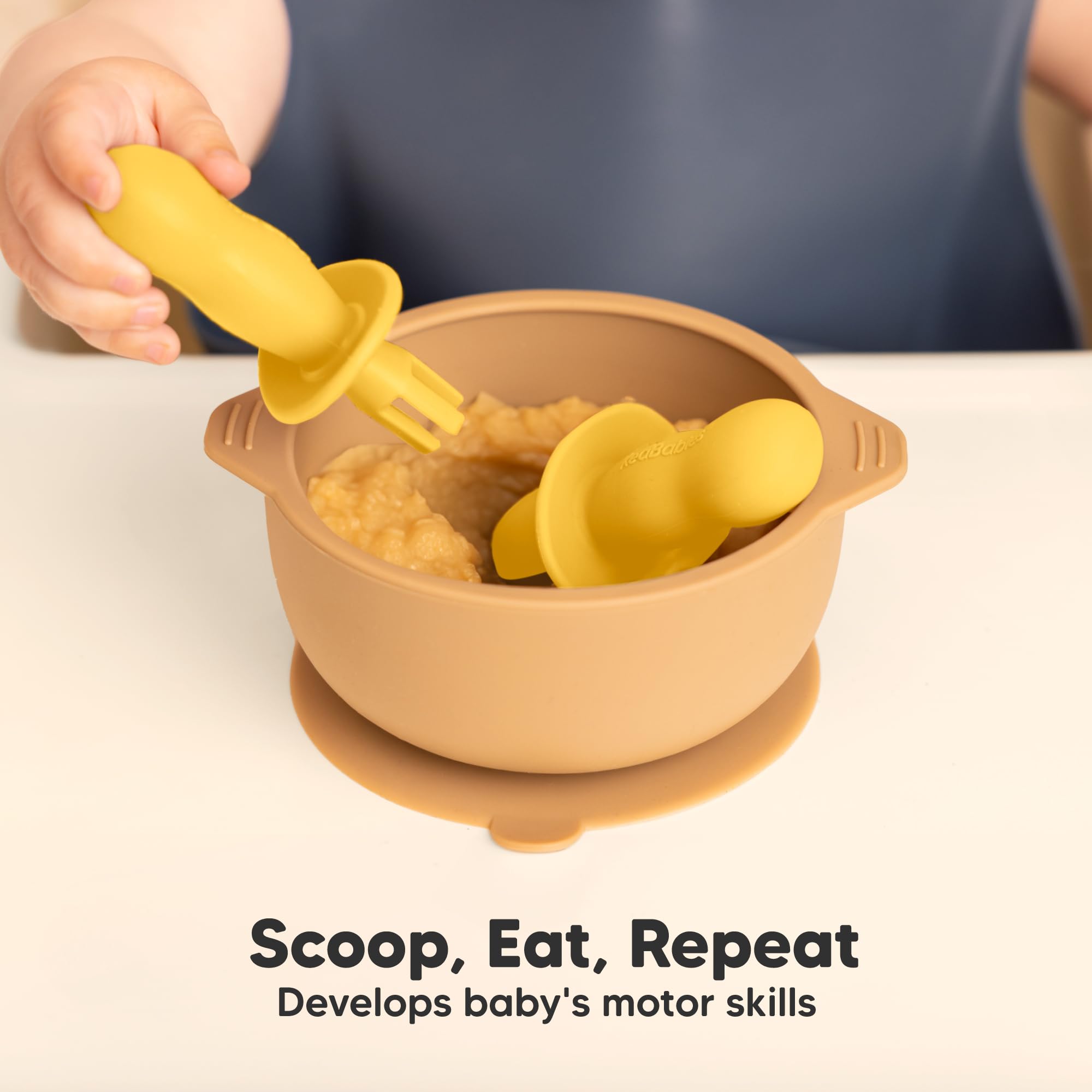 KeaBabies 4-Pack Silicone Baby Spoons and Forks Set BPA-Free (Valiant)