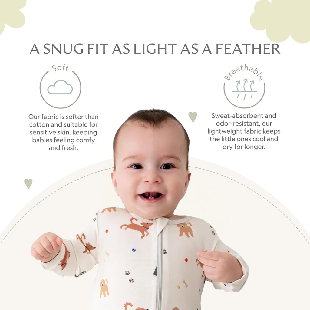Bamboo Little Soft Baby Footie Pajamas, Dog, 0-3 Months