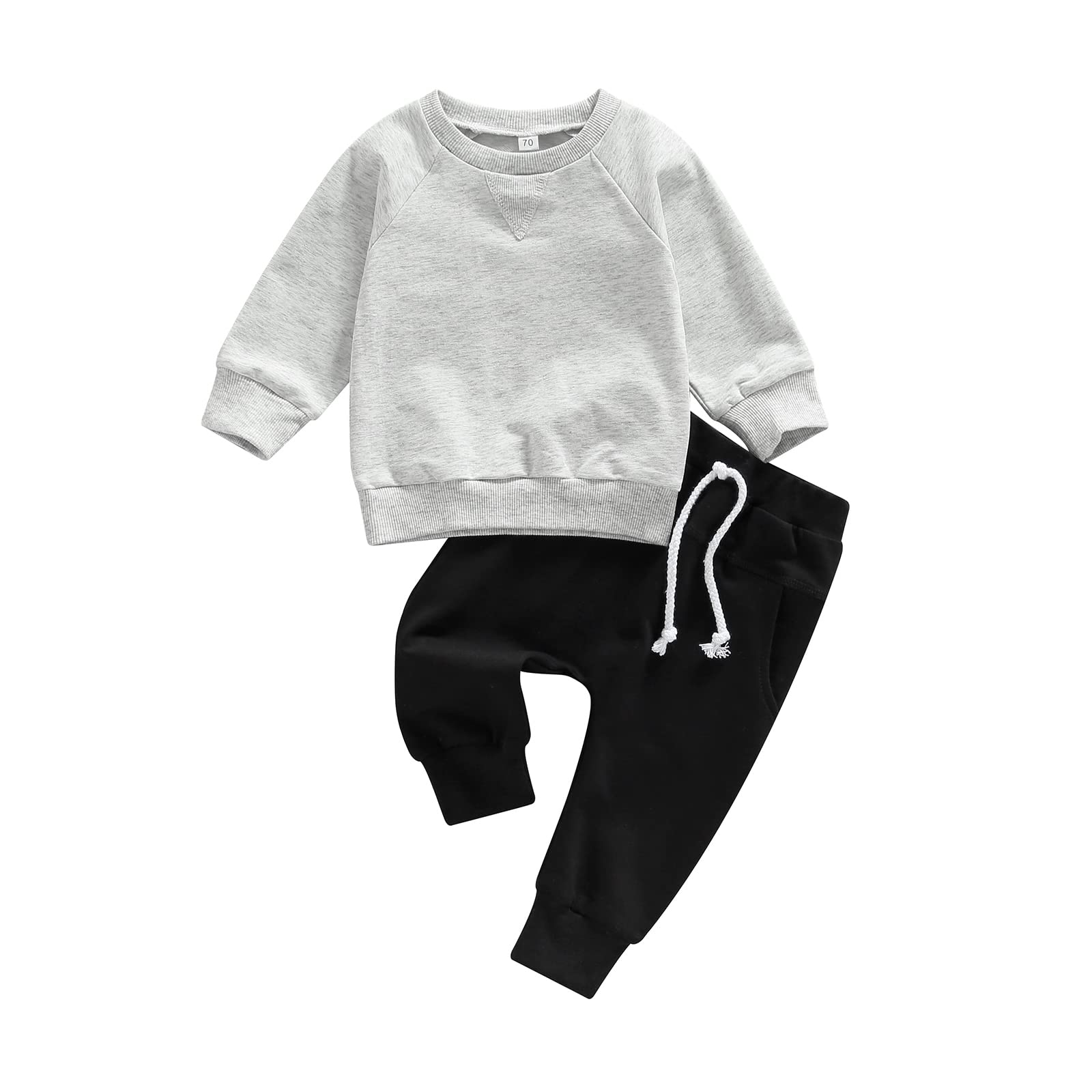 MA&BABY Toddler Baby Boy Clothes Solid Color Sweatshirt Jogger Pants Set