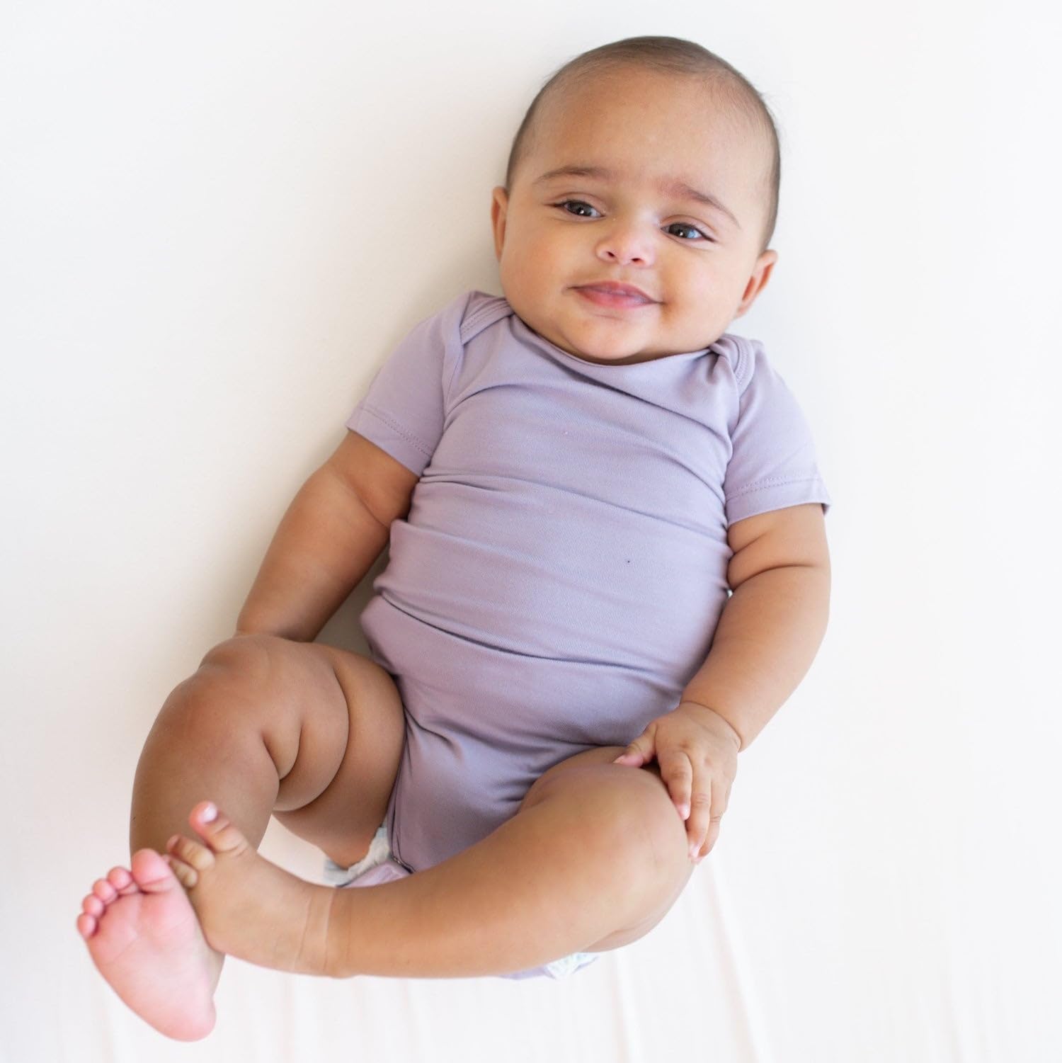 KYTE BABY Unisex Bodysuits, 2-Pack Short Sleeve Baby Bodysuits, 97% Rayon made from Bamboo, 3% Spandex (0-3 Months, Blush + Taro)