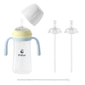 Piifur Sippy Cups for Toddlers 1-3 No Spill with 2 Straw Replacement Sets Water Bottle with Handle 10 Ounce Blue