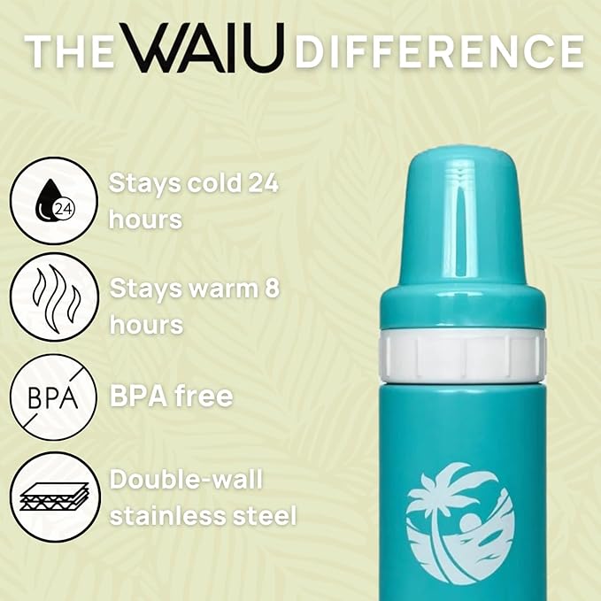 Waiu Insulated Stainless Steel Baby Bottle BPA-Free | Keeps Drinks Hot for 8 Hours, Cold for 24 Hours | 4 oz. (Blue)