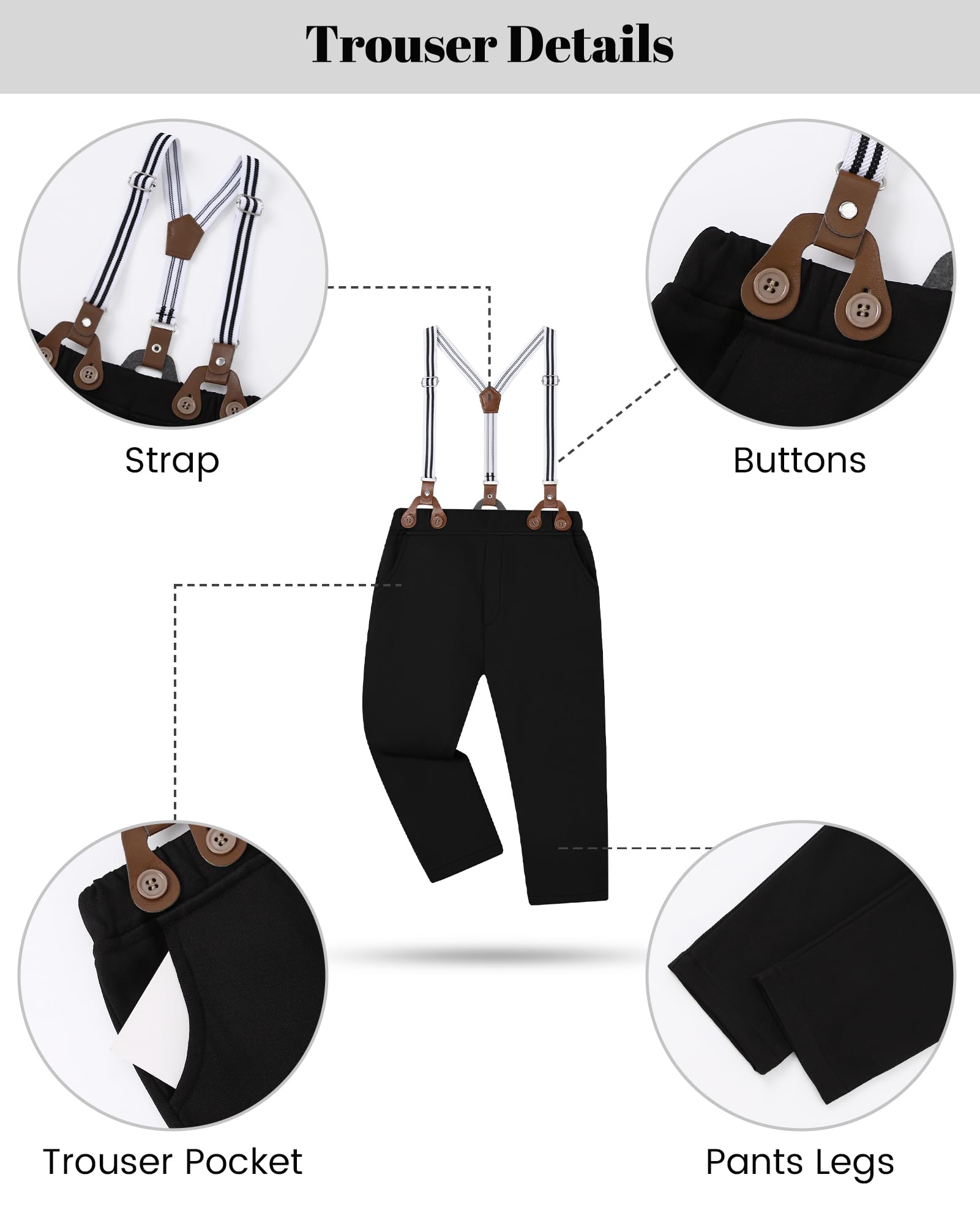 nilikastta Boys Outfits Gentleman Wedding Outfits Green Dress Shirt With Bowtie/Suspender Pants for School Play 6-7 Years