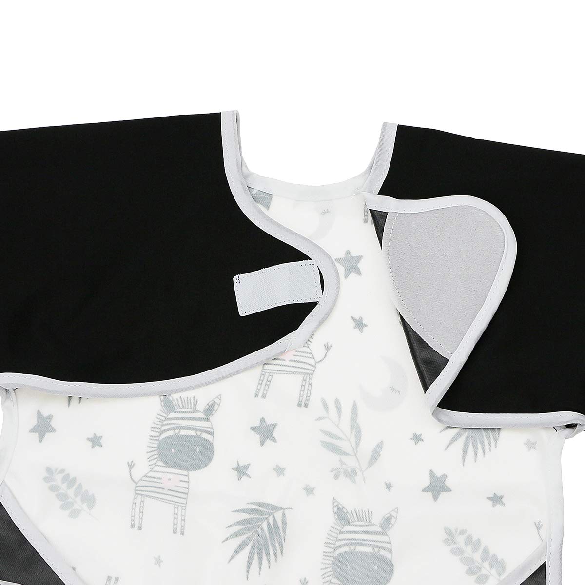 Hi Sprout Infant Toddler Baby Waterproof Sleeved Bib, Bib with Sleeves&Pocket, 6-24 Months (Zebra)