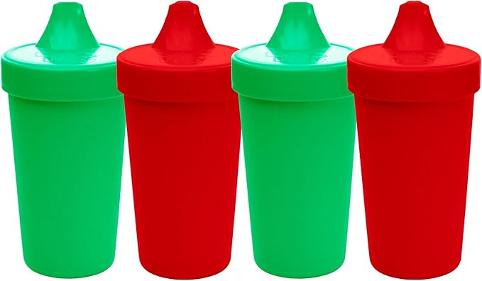 Re-Play Spill-Proof Sippy Cups for Toddlers - Kids Reusable 10 Oz Set of 4, Dishwasher & Microwave Safe, Made in USA