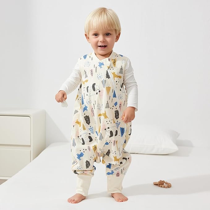 Duomiaomiao 2 Pack 0.5 TOG Toddler Sleep Sack 36-48 Months 100% Cotton Lightweight Baby Sleep Sack with Feet, Breathable Comfy Toddler Wearable Blanket