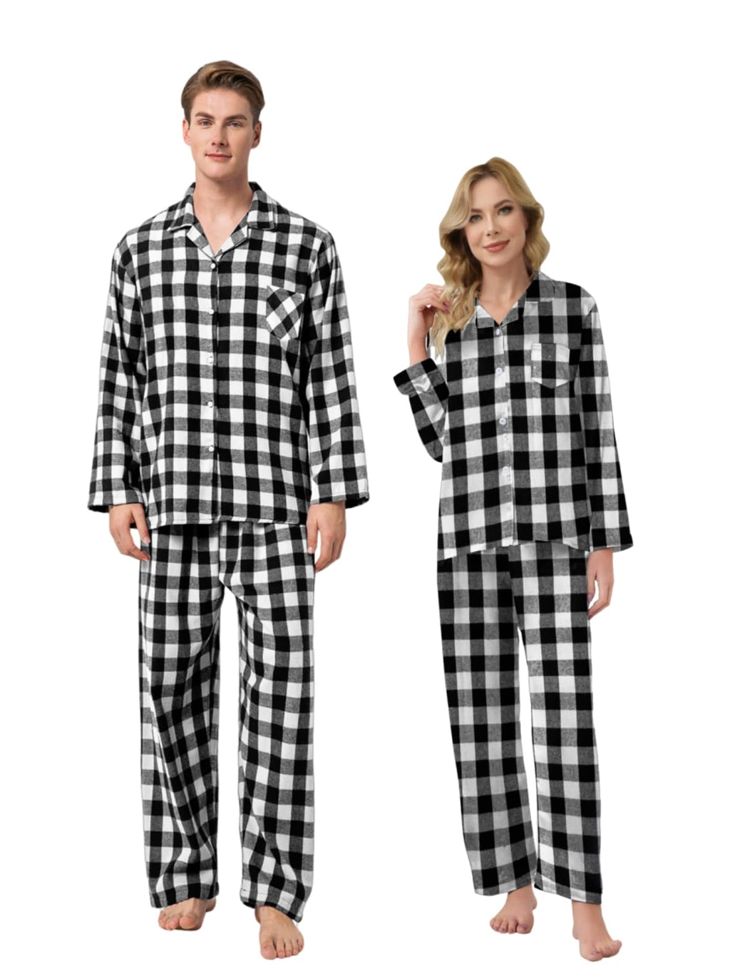 Schbbbta Family Plaid Pajamas Set, Baby Toddler Little Boy's Girl's 2-Piece Button Down Sleepwear Pjs, Black White, 18-24 Months = Tag 90